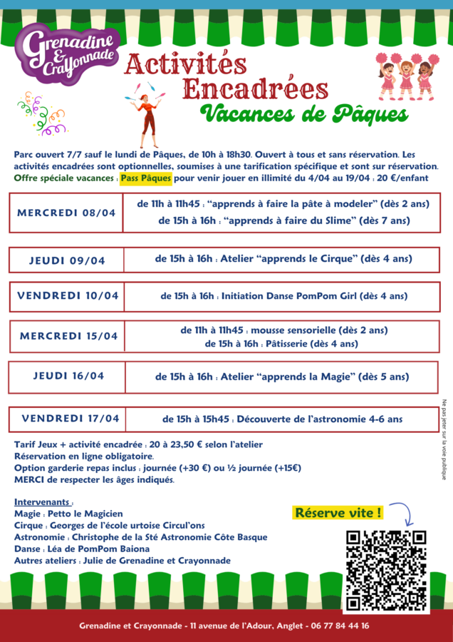 Ateliers vacances paques